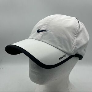 White Nike Feather Light Dri-Fit Tennis Golf Running Cap Hat Adult Adjustable
